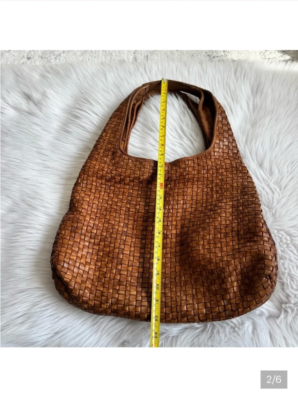 Woven Leather Hobo Bag - Brown - Picture 2 of 6